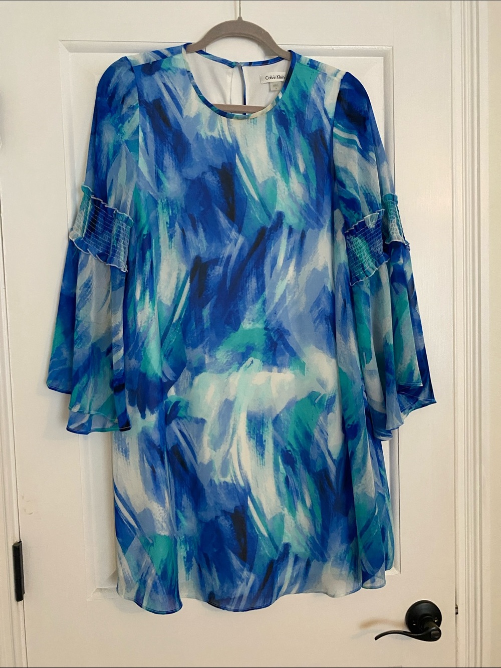 Calvin Klein Blue & Teal Brushstroke Shift Dress